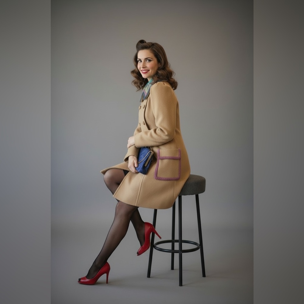 Plenty by Tracy Reese | Wool Blend Crochet Collar Coat, Camel, Size 0, GUC - Picture 8 of 16